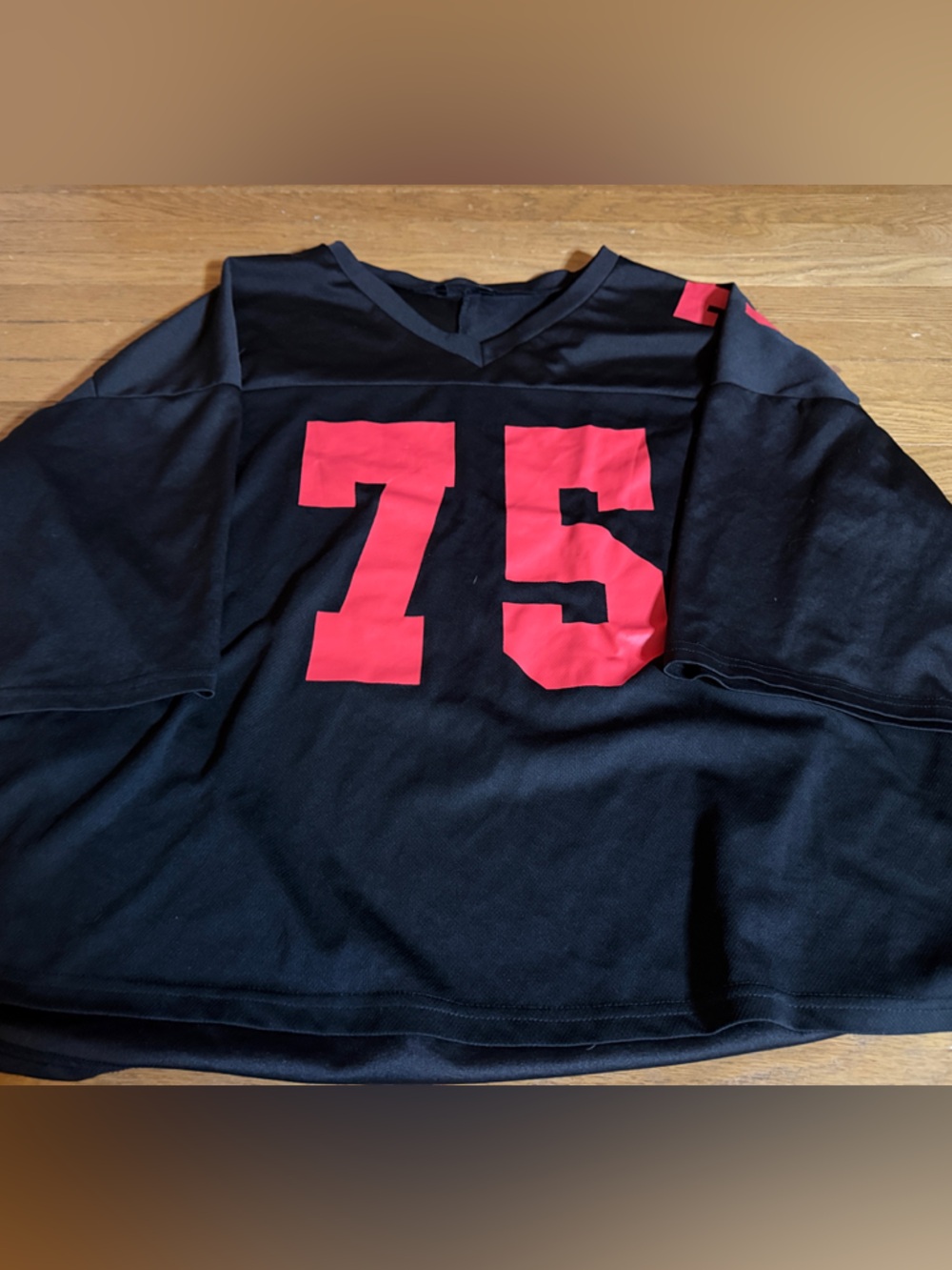 SHEIN Curve 2XL Black Jersey with Bold Red #75 Graphic